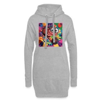 Kleines mystisches lustiges Wesen - Hoodie-Kleid - Grau meliert - Vorne