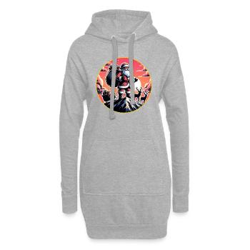 Weihnachtsmann mit Rentieren auf Bergspitze - Hoodie-Kleid - Grau meliert - Vorne