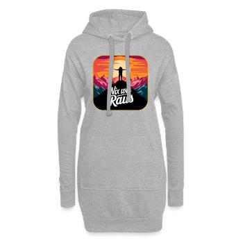 Nix wie raus - Wanderer auf dem Berggipfel - Hoodie-Kleid - Grau meliert - Vorne
