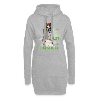 Funny Dictons Littérature Livre Écriture Raton Laveur - Sweat-shirt à capuche long Femme - gris chiné - Devant