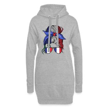Fan de football de France Drapeau français - Sweat-shirt à capuche long Femme - gris chiné - Devant