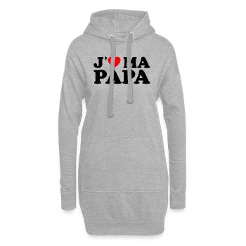 J'aime Mon Papa Cadeau Fête des Pères Coeur Rouge - Sweat-shirt à capuche long Femme - gris chiné - Devant