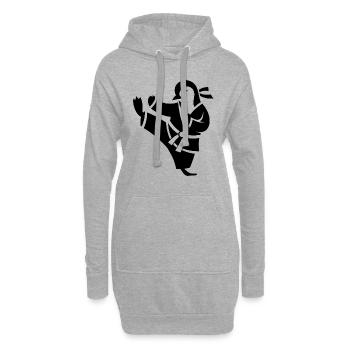 Silhouette d’arts martiaux de karaté pingouin - Sweat-shirt à capuche long Femme - gris chiné - Devant