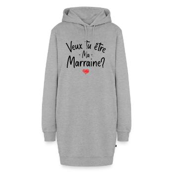 Veux tu être ma marraine? bébé cadeau naissance - Sweat-shirt à capuche long Femme - gris chiné - Devant