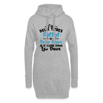 J'ai deux titres papa et beau papa - Sweat-shirt à capuche long Femme - gris chiné - Devant