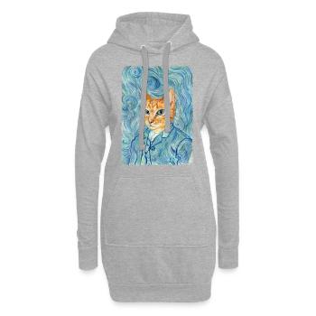 Kitten van Gogh - Sweat-shirt à capuche long Femme - gris chiné - Devant