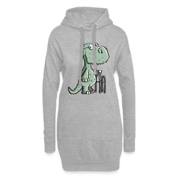 Opa Dinosaurier mit Gehhilfe - Alt - Dino - Comic - Hoodie-Kleid - Grau meliert - Vorne