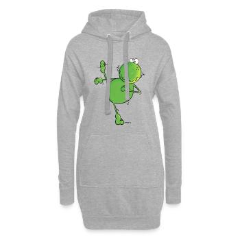 Dancing Frosch - Frösche - Sport - Hoodie-Kleid - Grau meliert - Vorne