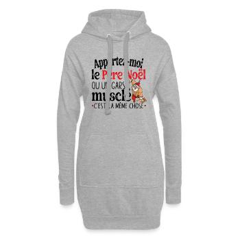 Père Noël Gars Musclé Musculation Cadeau Homme - Sweat-shirt à capuche long Femme - gris chiné - Devant