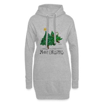 Arbre de Noël Amour Joyeux Noël - Sweat-shirt à capuche long Femme - gris chiné - Devant