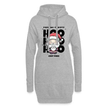 Weihnachten Pullover - Weihnachtsmann, Geschenk - Hoodie-Kleid - Grau meliert - Vorne