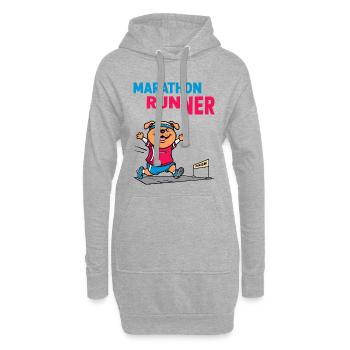 Chien marathonien - Sweat-shirt à capuche long Femme - gris chiné - Devant