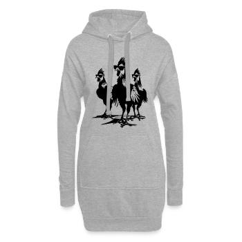 Coole Hühner Gang mit Sonnenbrillen - Hoodie-Kleid - Grau meliert - Vorne