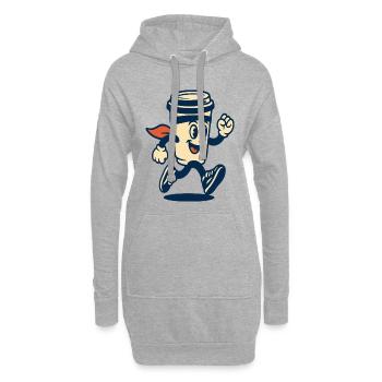 Laufendes Kaffeetassen-Maskottchen - Hoodie-Kleid - Grau meliert - Vorne