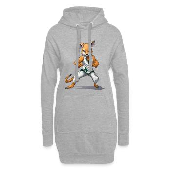 Fuchs-Kämpfer im Kung-Fu - Hoodie-Kleid - Grau meliert - Vorne