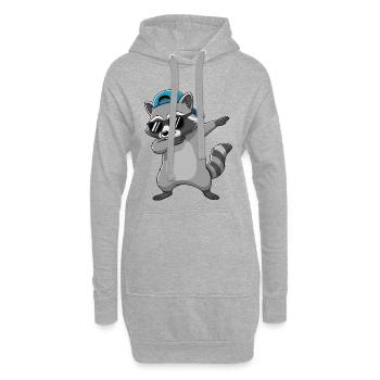 Cool Dabbing Raccoon Sonnenbrillen-Cartoon-Kunst - Hoodie-Kleid - Grau meliert - Vorne