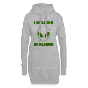 I Believe in Aliens Green UFO Minimal Statement - Hoodie-Kleid - Grau meliert - Vorne