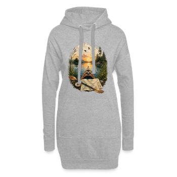 Aventure en kayak au coucher du soleil - Sweat-shirt à capuche long Femme - gris chiné - Devant