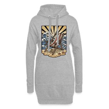 Strandstuhl Sonnenliege Wellen Retro - Hoodie-Kleid - Grau meliert - Vorne