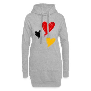 Deutschland Herzen - Hoodie-Kleid - Grau meliert - Vorne