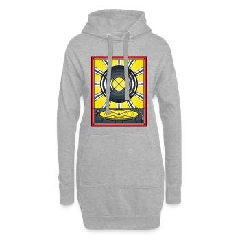 Vinyle en vitrail et platine vinyle - Sweat-shirt à capuche long Femme - gris chiné - Devant