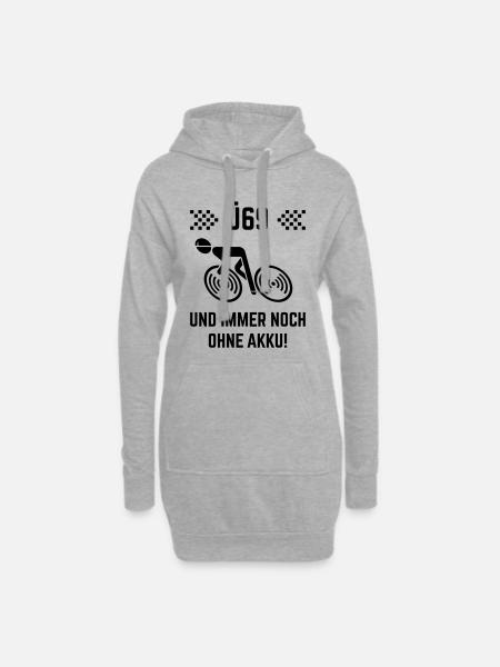 Ü69 Und Immer Noch Ohne Akku! (Fahrrad Rennrad B) - Hoodie-Kleid - Grau meliert