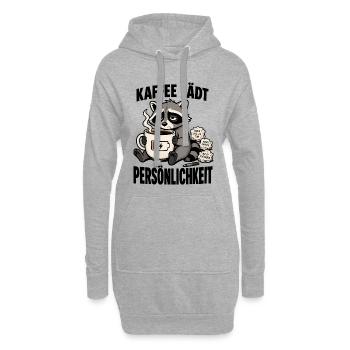 Müder Waschbär braucht dringend mehr Kaffee - Hoodie-Kleid - Grau meliert - Vorne