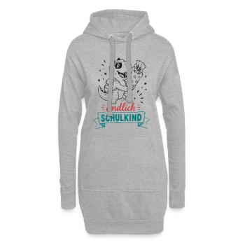 Endlich Schulkind Dino - Hoodie-Kleid - Grau meliert - Vorne