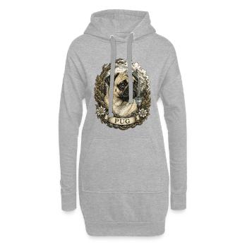 Pug in vintage style with mountain landscape - Hoodie Dress - heather grey - Front