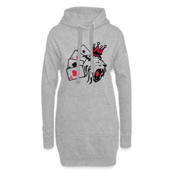 roi poker lion 1 - Sweat-shirt à capuche long Femme - gris chiné - Devant