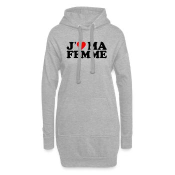 J'aime Ma Femme Cadeau Homme Marié Coeur Rouge - Sweat-shirt à capuche long Femme - gris chiné - Devant