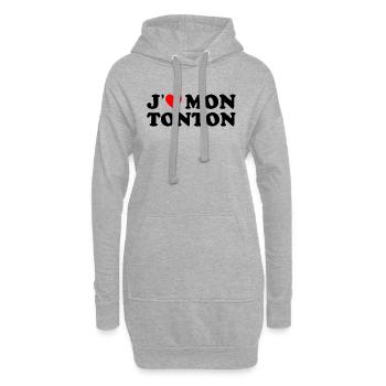J'aime Mon Tonton Cadeau Oncle Coeur Rouge - Sweat-shirt à capuche long Femme - gris chiné - Devant