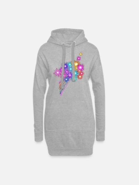 Feuerwerksfest - Hoodie-Kleid - Grau meliert