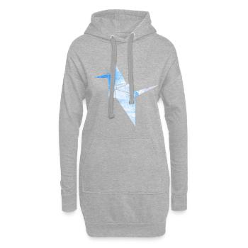 Kranich Origami - Hoodie-Kleid - Grau meliert - Vorne
