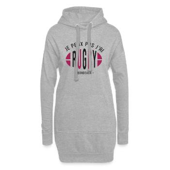 Rugby Bordeaux Je peux pas j ai rugby supporter - Sweat-shirt à capuche long Femme - gris chiné - Devant