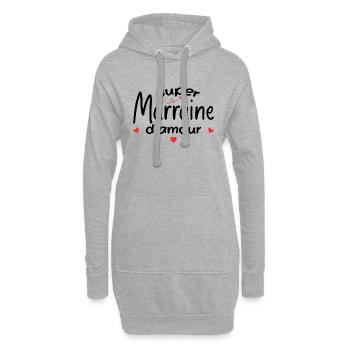 Marraine D'amour - Cadeau Meilleure Marraine - Sweat-shirt à capuche long Femme - gris chiné - Devant