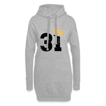 31 Crown 31e anniversaire 31 ans - Sweat-shirt à capuche long Femme - gris chiné - Devant