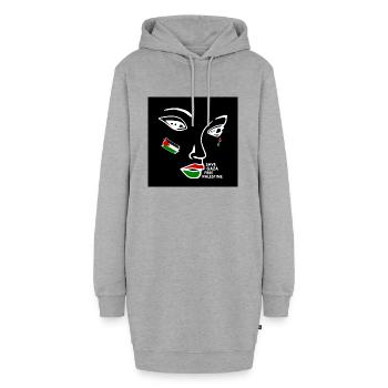Free palestine women - Sweat-shirt à capuche long Femme - gris chiné - Devant