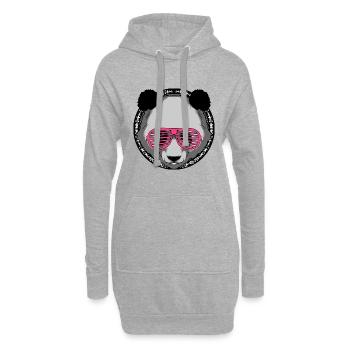 panda lunette pink rose - Sweat-shirt à capuche long Femme - gris chiné - Devant
