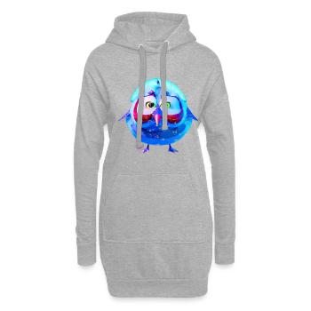 Poulet Poulet Mignon poussin en bleu - Sweat-shirt à capuche long Femme - gris chiné - Devant