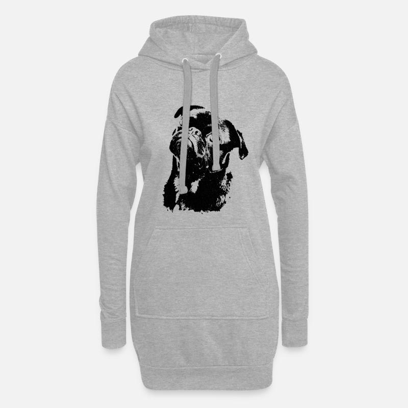 Eine Skizze eines Mops - Hoodie-Kleid - Grau meliert