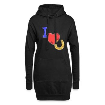 Idée cadeau chevaux - Sweat-shirt à capuche long Femme - noir - Devant