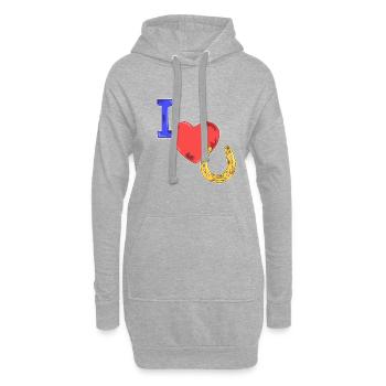 Idée cadeau chevaux - Sweat-shirt à capuche long Femme - gris chiné - Devant