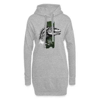 Flinker Jäger: Die Gnade des Velociraptors - Hoodie-Kleid - Grau meliert - Vorne