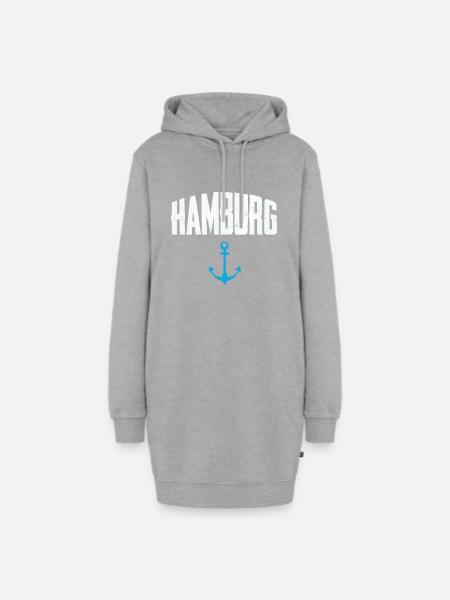 Hamburg, Anker, Hafen, Perle - Hoodie-Kleid - Grau meliert