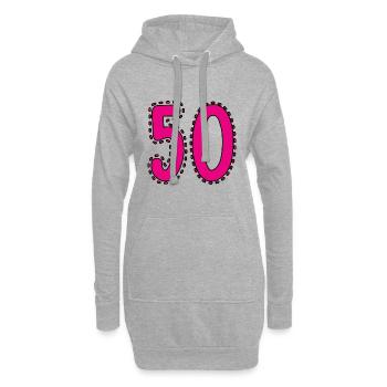 50. 50 ANS. 50e ANNIVERSAIRE. ANNIVERSAIRE 50 ANS. - Sweat-shirt à capuche long Femme - gris chiné - Devant