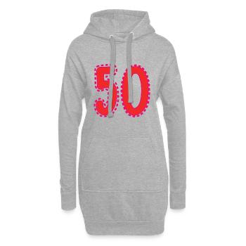 50. 50 ANS. 50e ANNIVERSAIRE. ANNIVERSAIRE 50 ANS. - Sweat-shirt à capuche long Femme - gris chiné - Devant