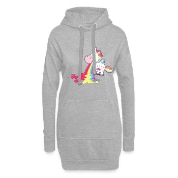 La licorne vomit l’arc-en-ciel Personnalisation - Sweat-shirt à capuche long Femme - gris chiné - Devant