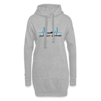 Just keep swimming - Schwimmen Herzschlag EKG - Hoodie-Kleid - Grau meliert - Vorne