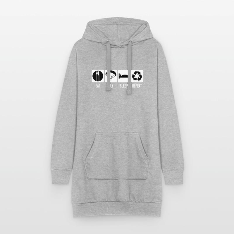 Paramoteur Manger Fly Sleep Répéter Paramoteur Noir Sweat-shirt à capuche long Femme